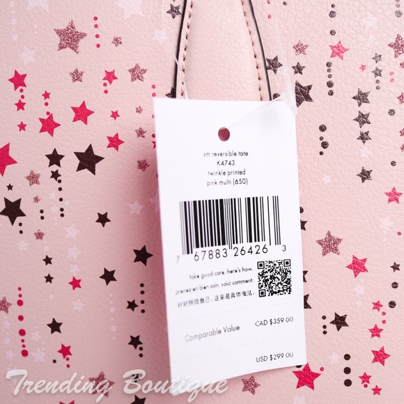 NWT Kate Spade Twinkle Printed Small Reversible Tote Shoulder Bag in Pink Multi - Picture 8 of 10
